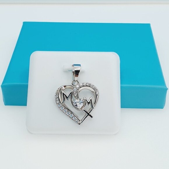 "925 Sterling Silver CZ Beautiful Mom Pendant for Women, 1USPAR4024 - Picture 5 of 11